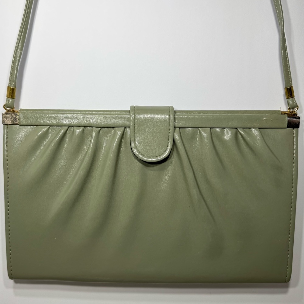 Vintage Sage Green Shoulder Bag | Minimal Clutch Style Purse Grandmacore Classic